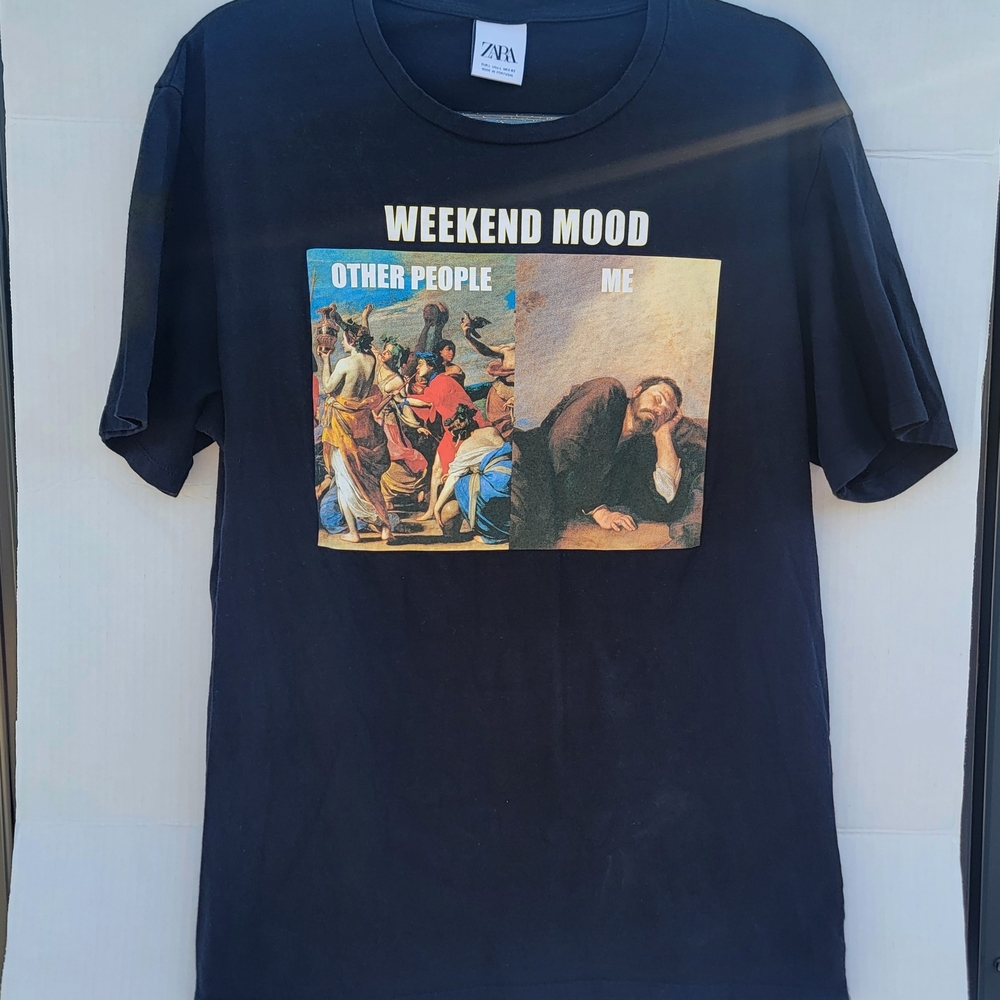 Zara Weekend Mood Graphic Tee - Black